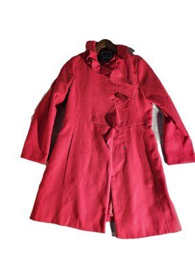 Rothschild girls size 16 red ruffle collar fit and flare dress coat